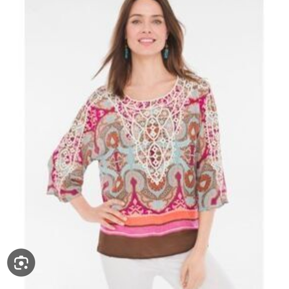 Chico's Multicolor Blouse Size 2 Large